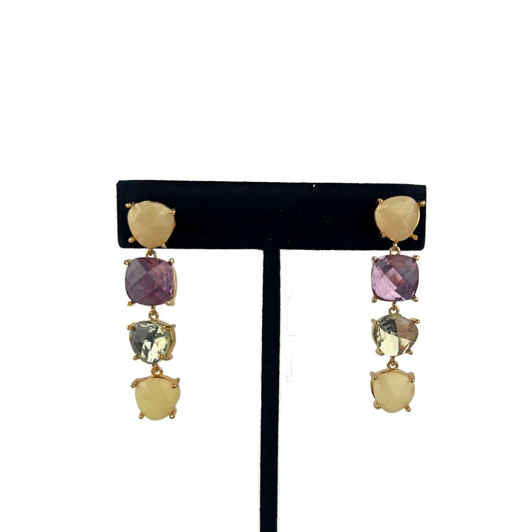 4 Stone Drop Pastel Earrings