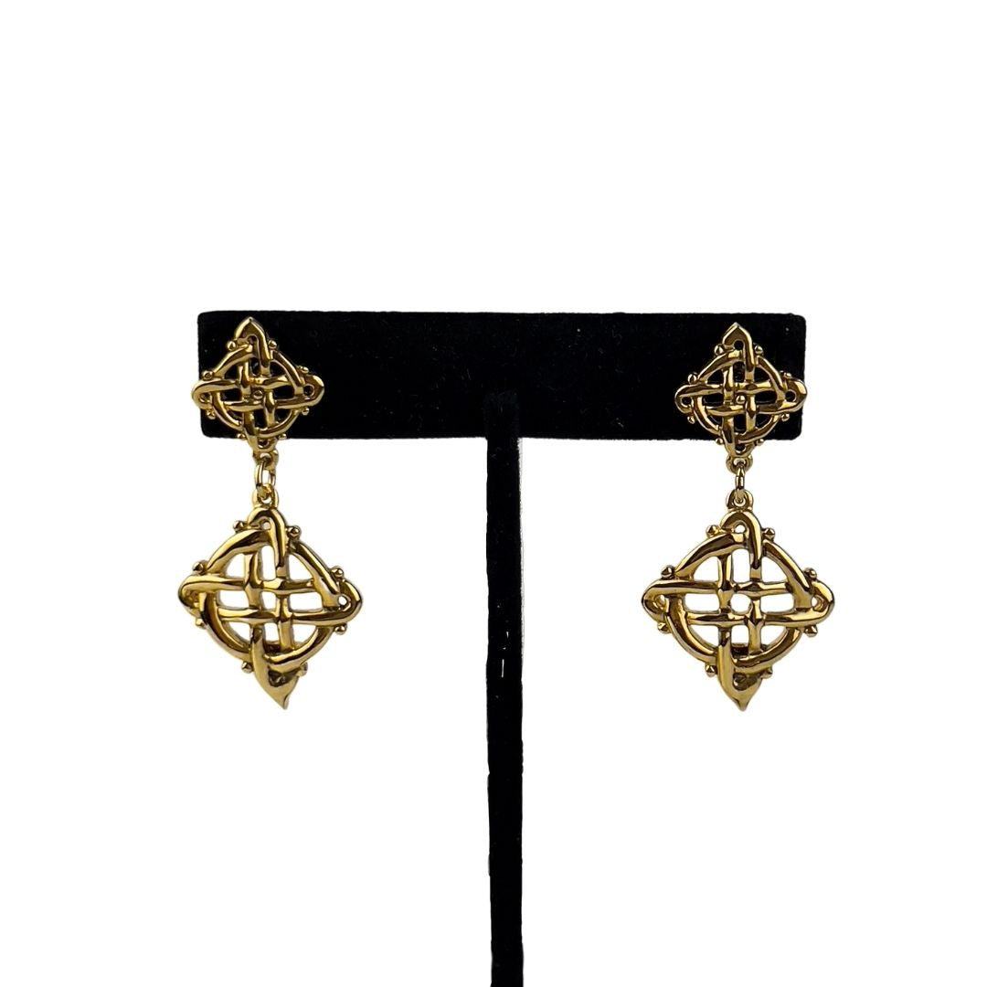 Gaelic Gold Drop Earrings