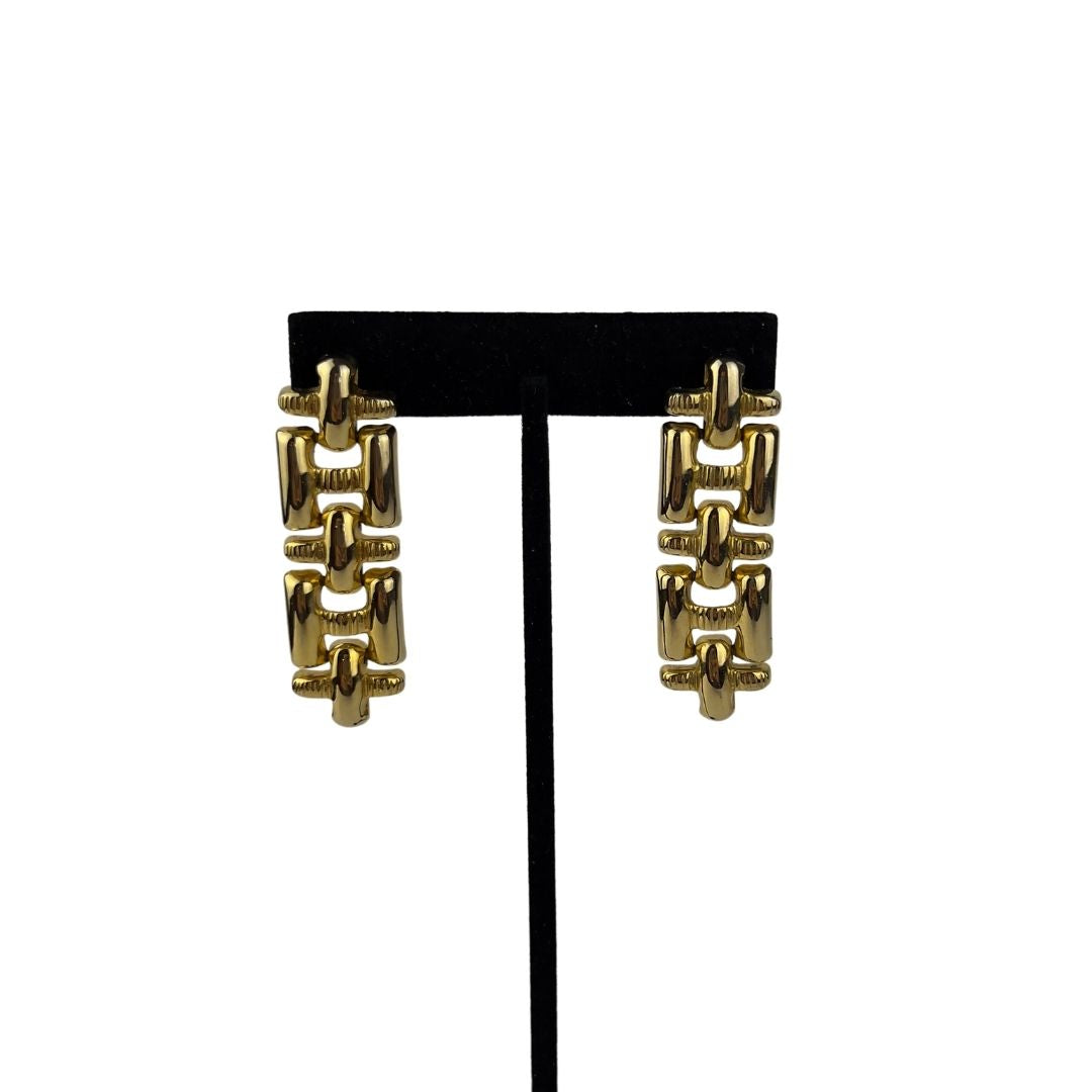 Vintage Gold H Link Earrings