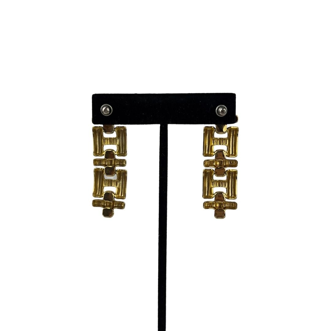 Vintage Gold H Link Earrings