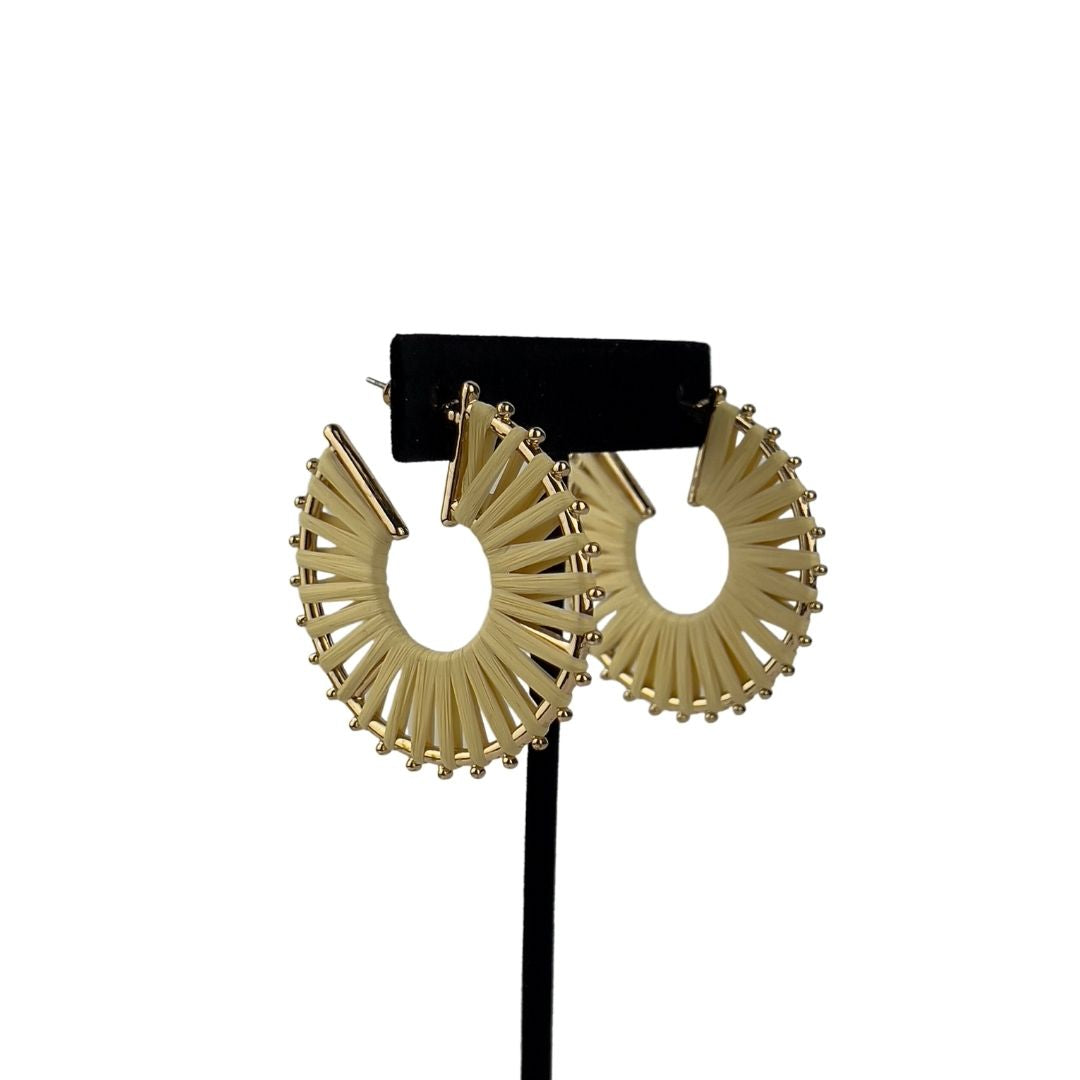 Gold Hoop Earrings Wrapped with Straw