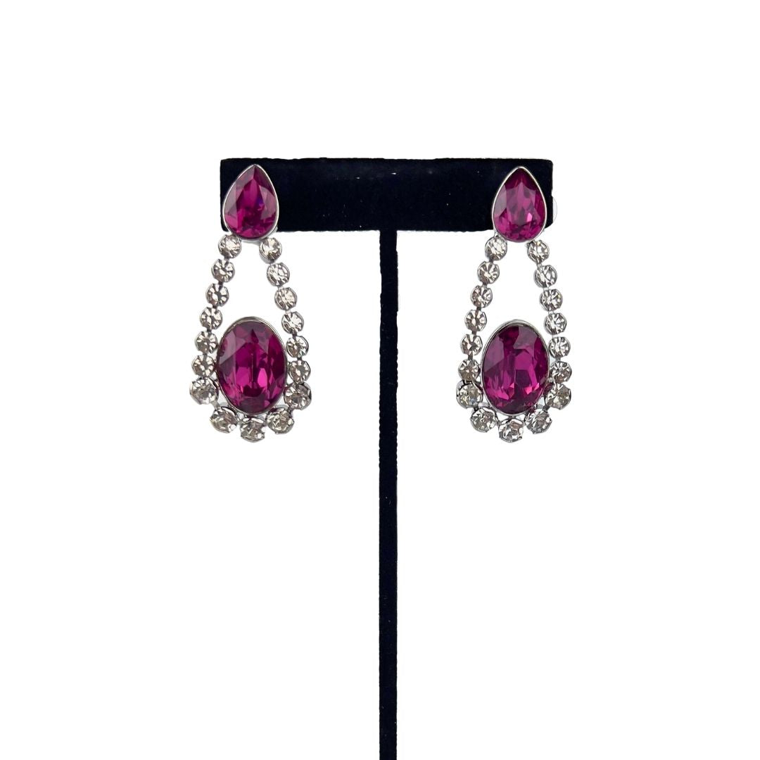 Pink Crystal Teardrop Earrings
