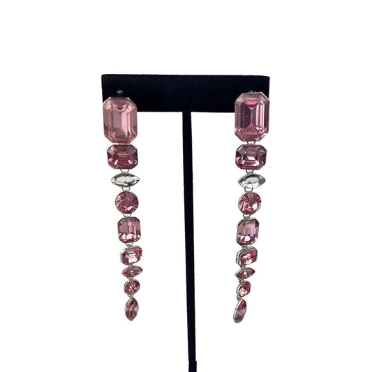 Pink Graduated Crystal Drop Earrings