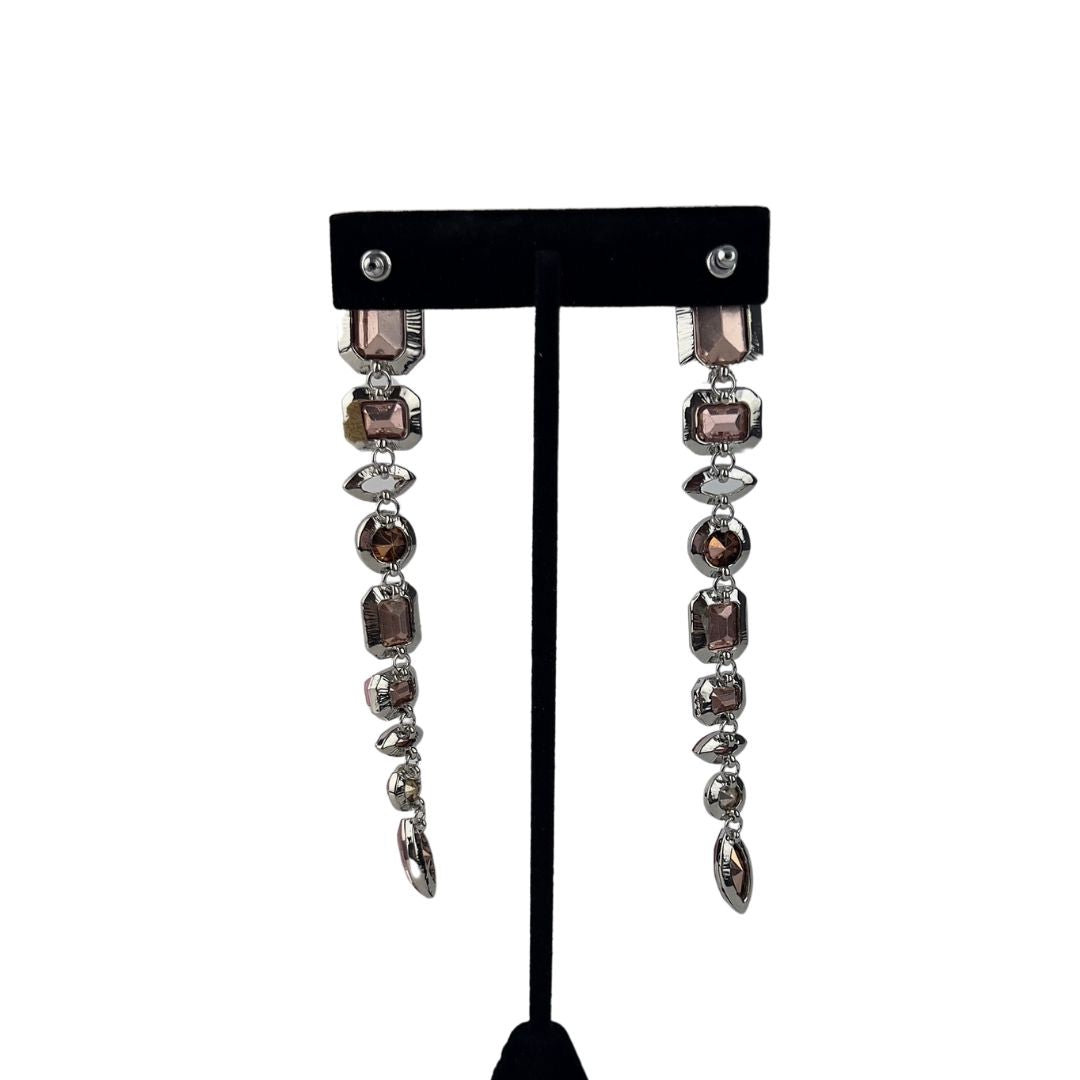 Pink Graduated Crystal Drop Earrings