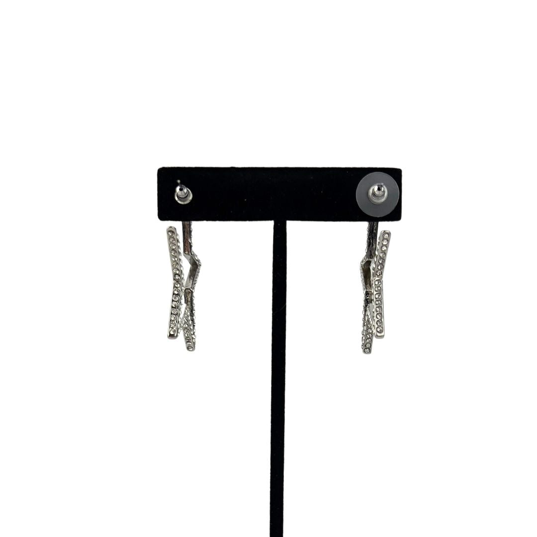 Silver Diamante Star Shaped Hoop Earrings