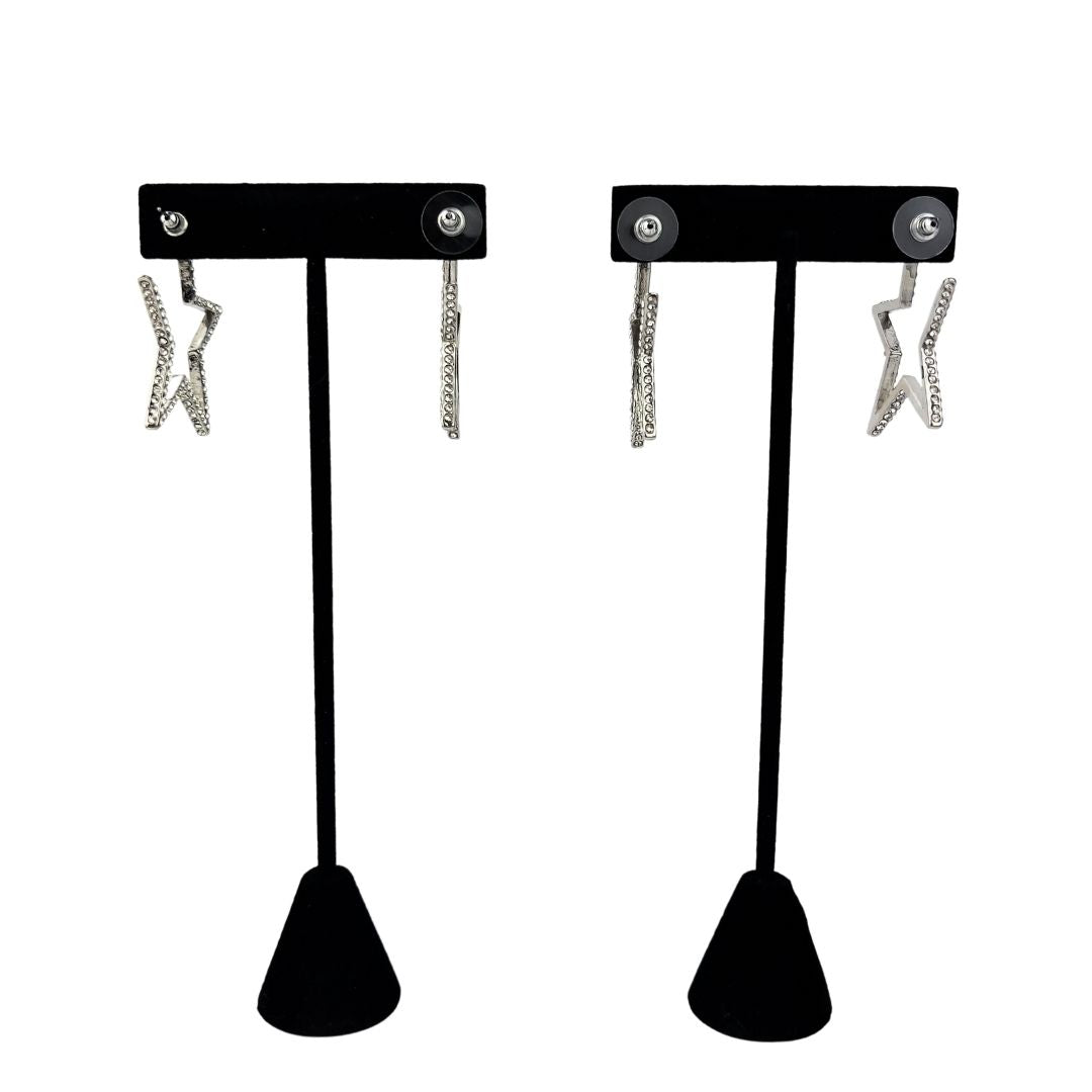 Silver Diamante Star Shaped Hoop Earrings