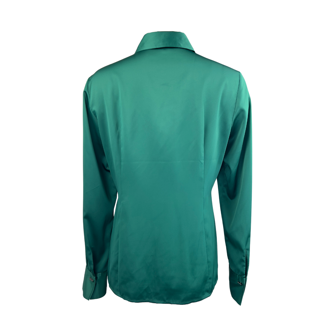 Espirit Green Satin Tuxedo Blouse