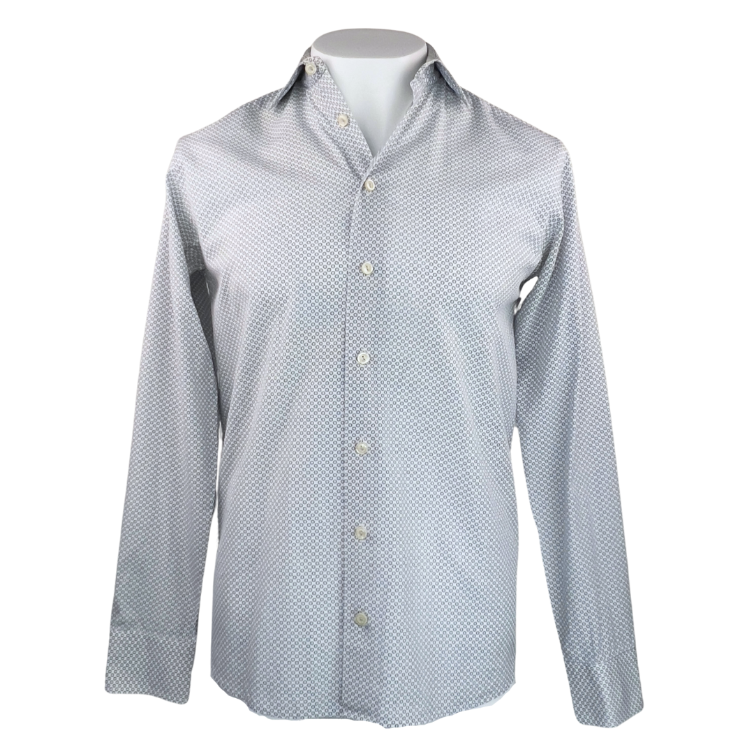 Eton White Dress Shirt with Repeater Navy Flower Print 16.5
