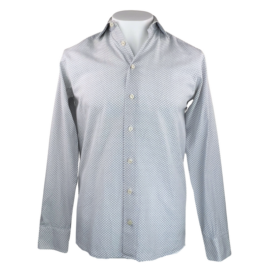 Eton White Dress Shirt with Repeater Navy Flower Print 16.5