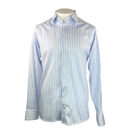 Eton Light Blue and White Stripe Dress Shirt Slim Fit 16