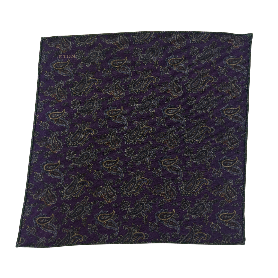Eton Purple Paisley Pocket Square