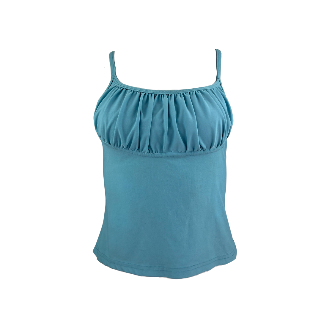 Forecast Light Blue Tank with Gathered Bust