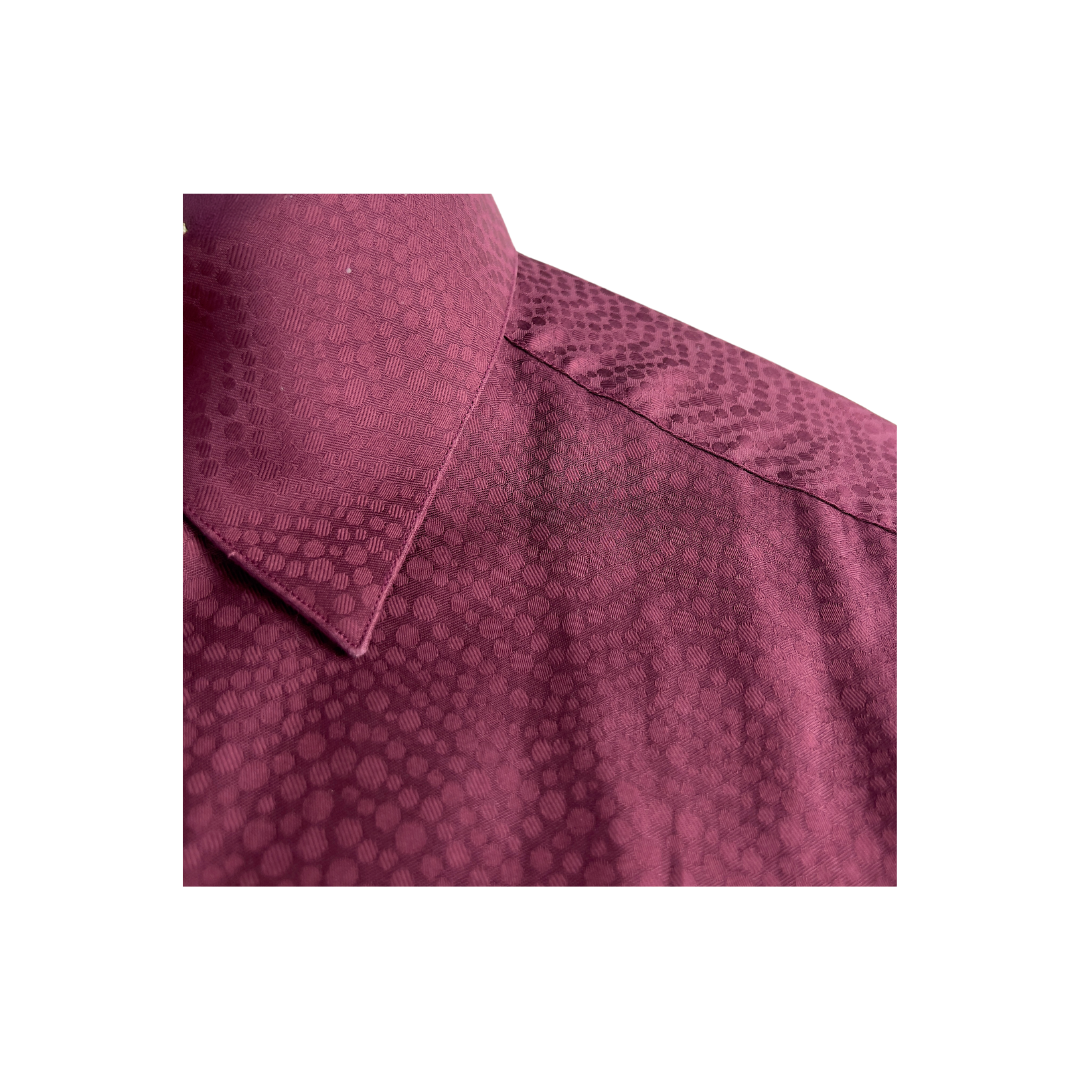 Francesco Ridalfi Burgundy Textured Dress Shirt Lg