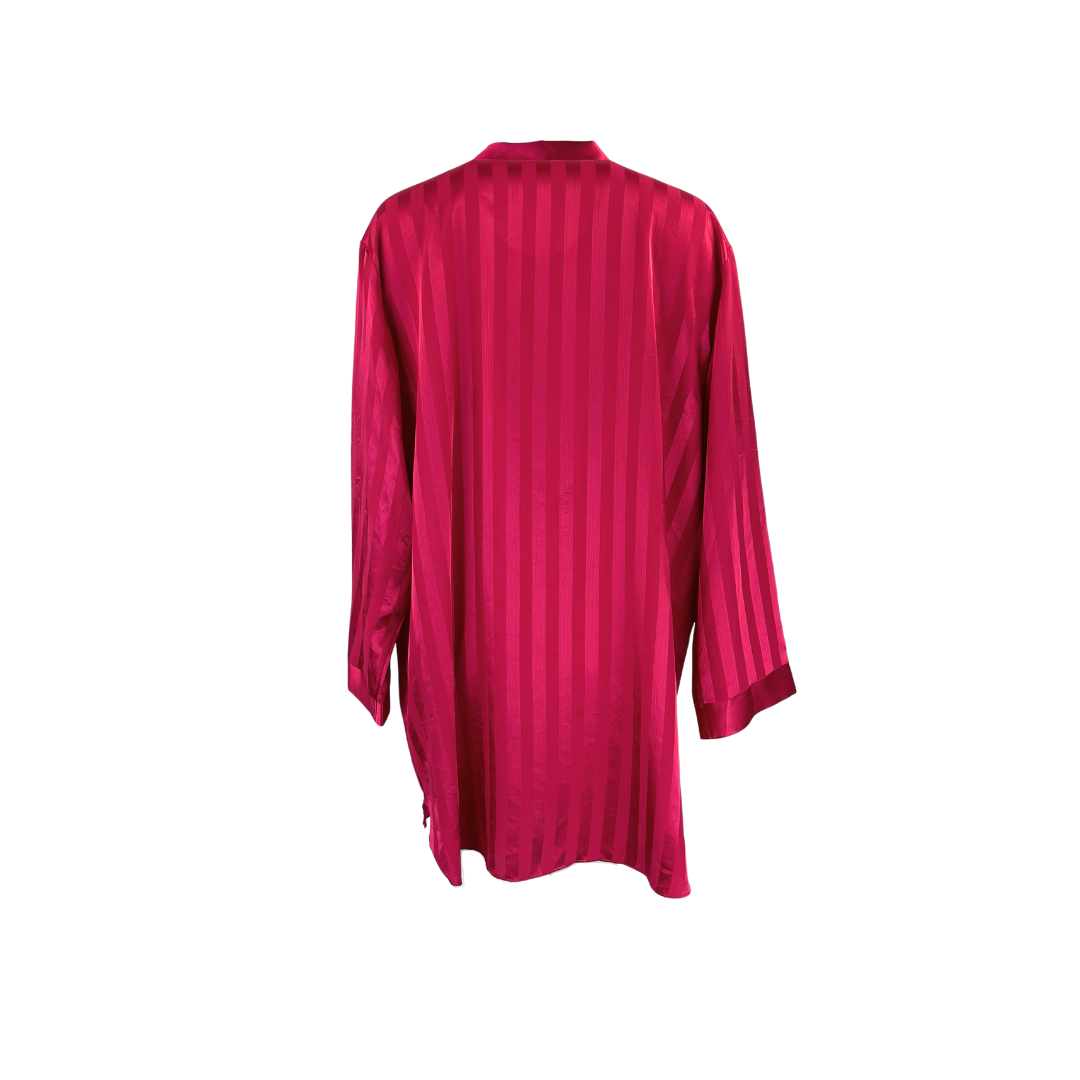 Fuchsia Button Up Night Shirt with Long Sleeves