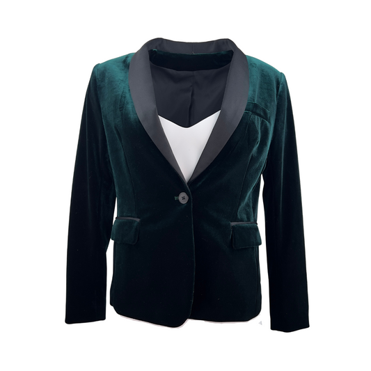 Green Velvet Tuxedo Blazer