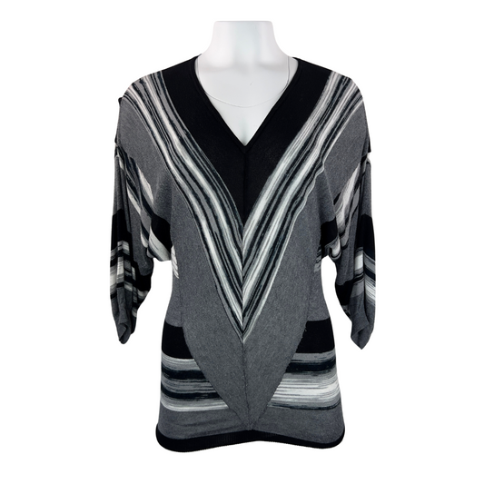 Buffalo Black and Grey Stripe V-neck Top