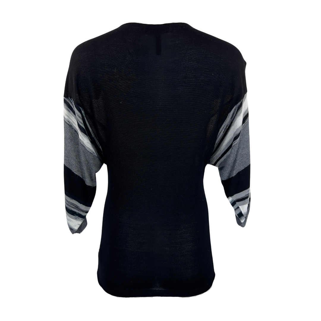 Buffalo Black and Grey Stripe V-neck Top