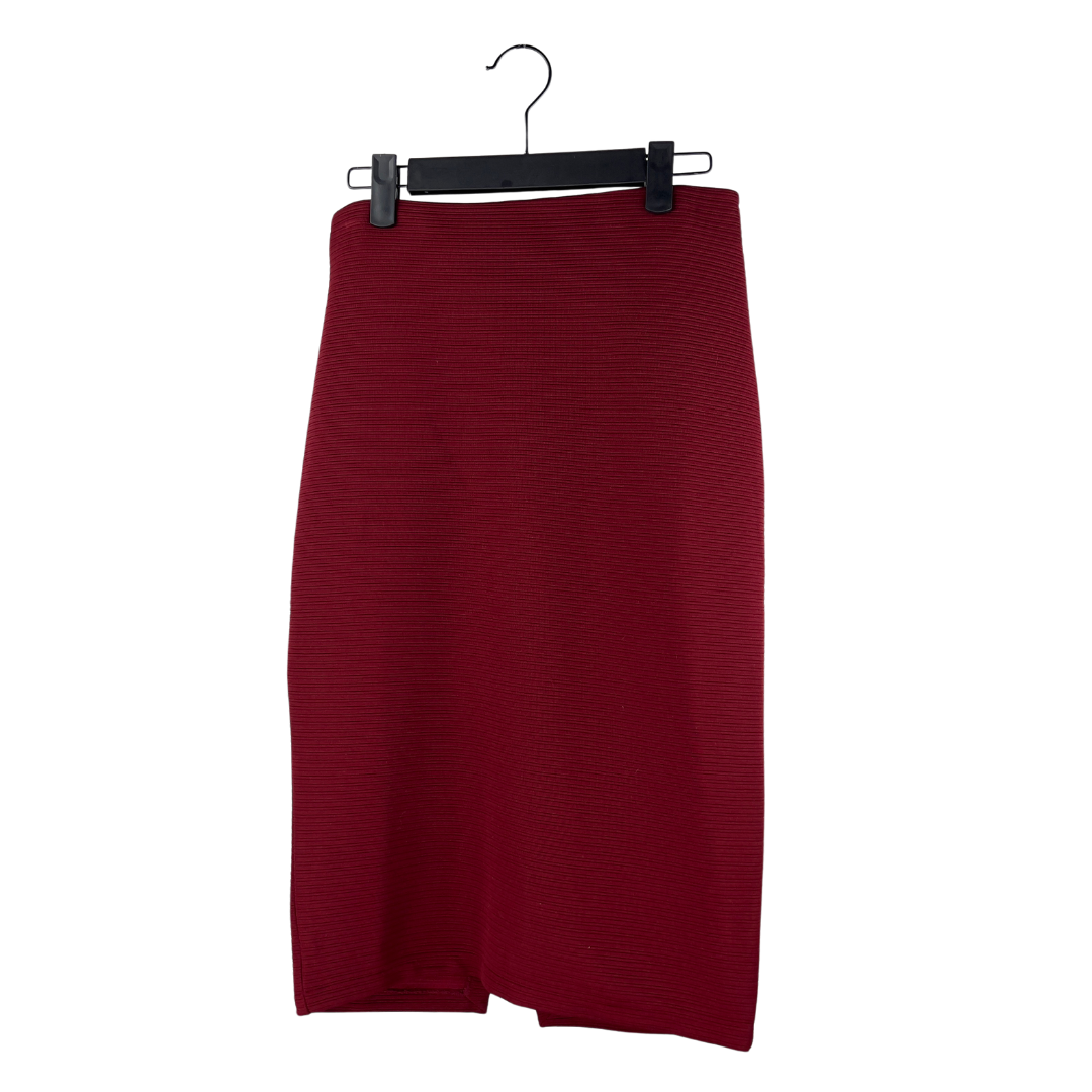 H&M Burgundy Ribbed Pencil Skirt