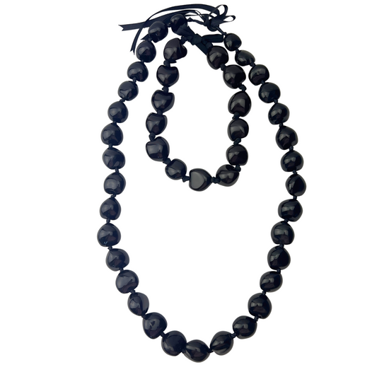 Black Kukui Nut Hawaiian Lei
