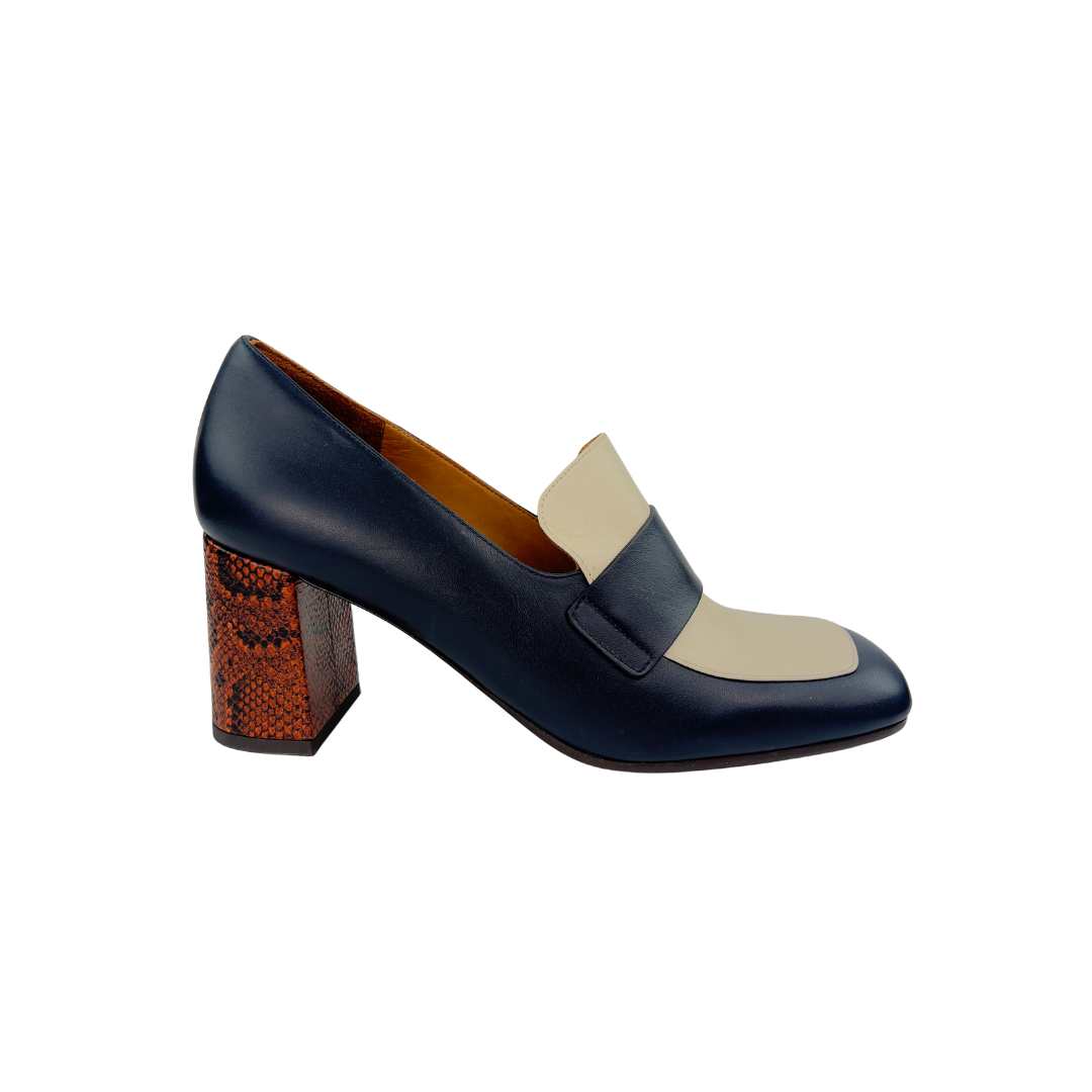 Chie Mihara Color Block Heeled Loafer
