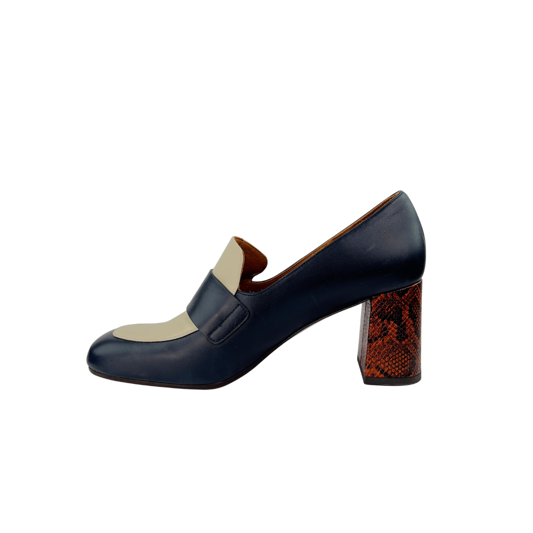 Chie Mihara Color Block Heeled Loafer