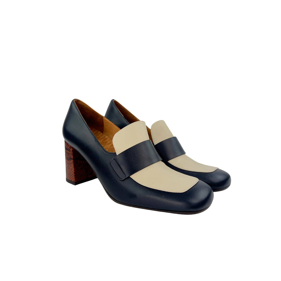 Chie Mihara Color Block Heeled Loafer