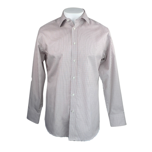 Hudson Room Fitted Grey and Orange Check Dress Shirt