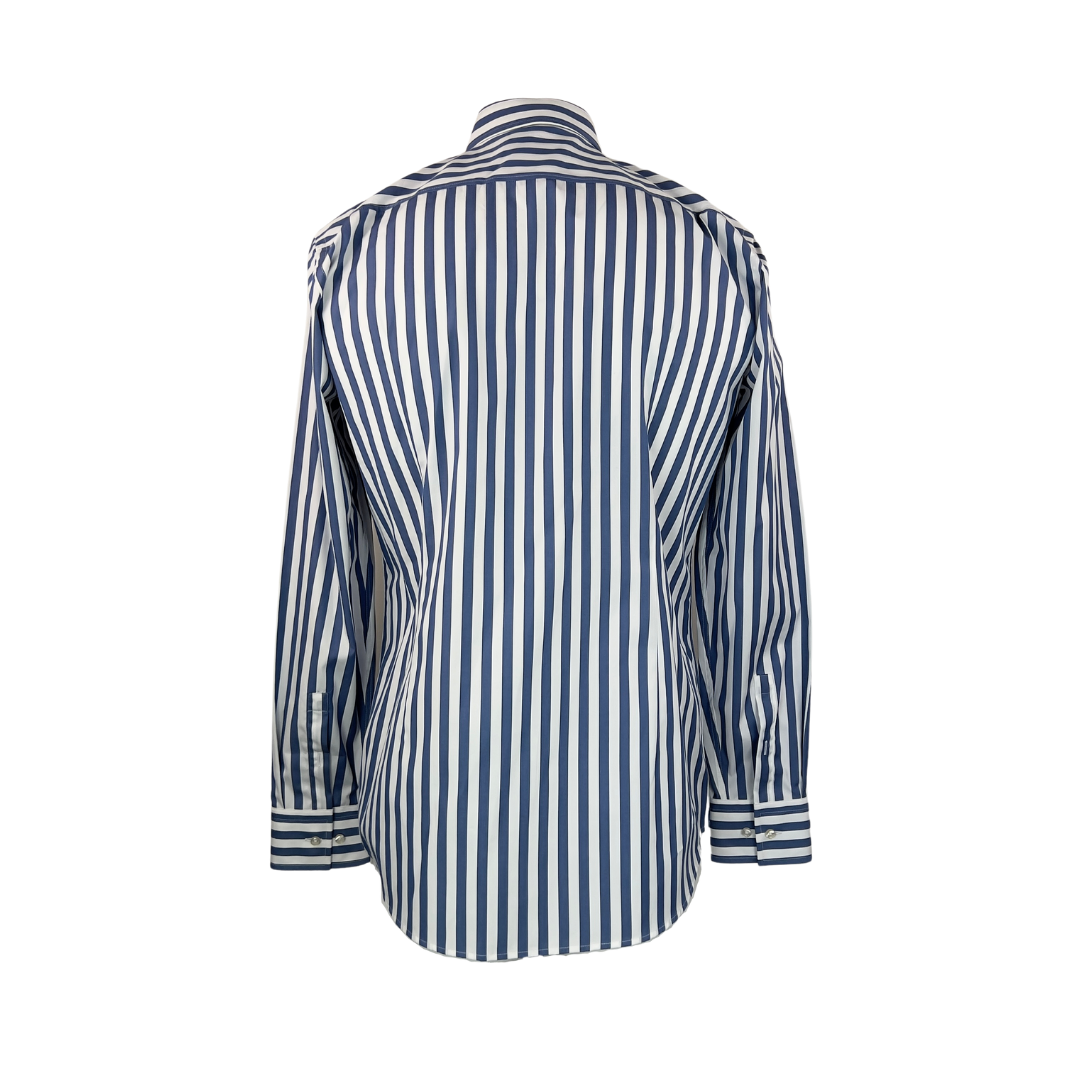 Hugo Boss Teal and White Stripe Dress Shirt 16