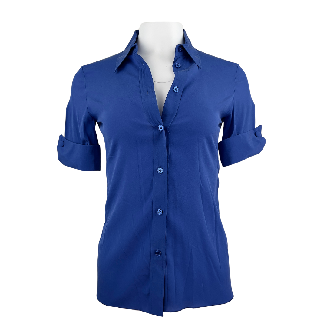 Isabel Marant Blue Silk Blouse with Short Sleeves