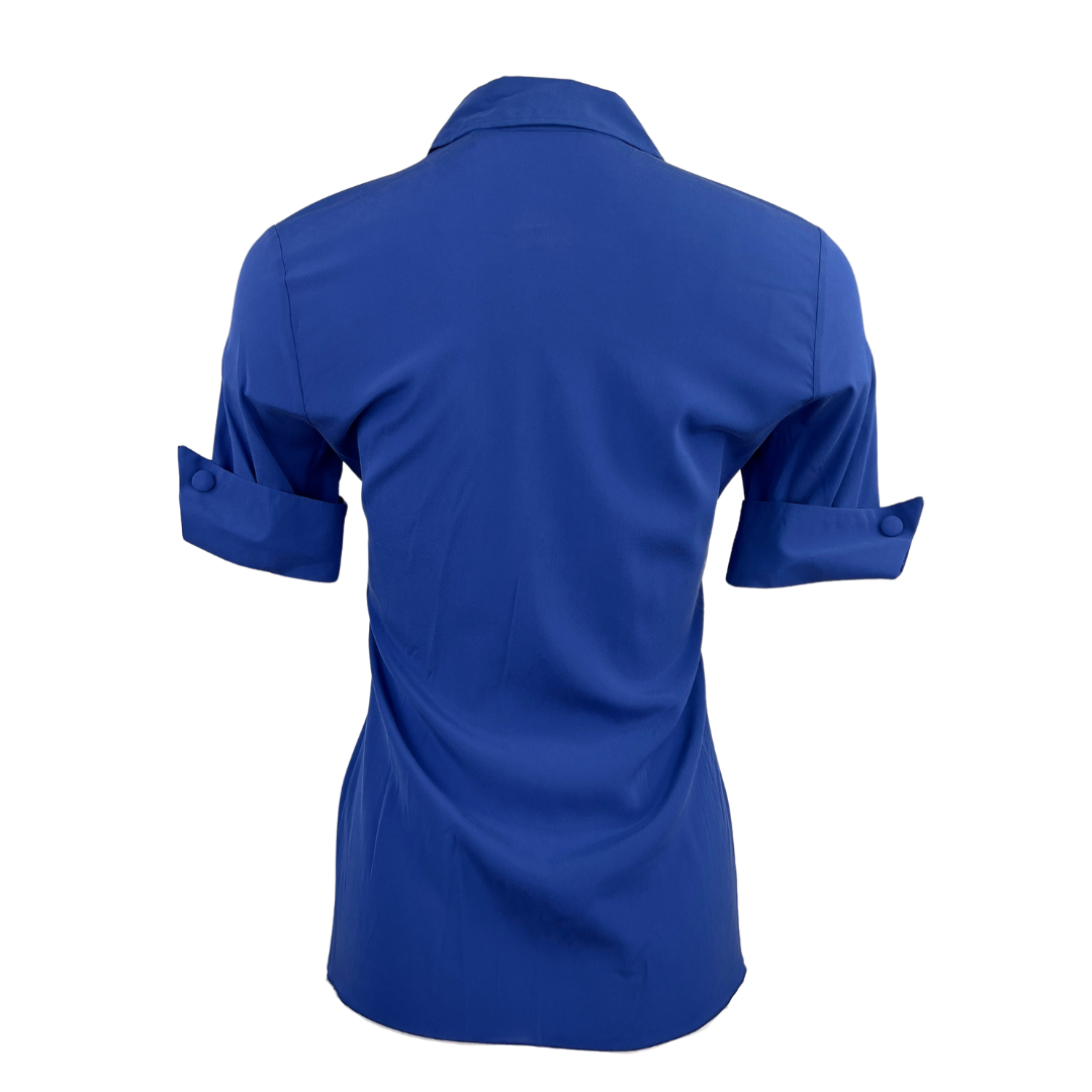 Isabel Marant Blue Silk Blouse with Short Sleeves