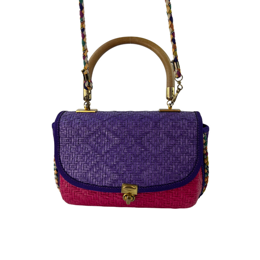 Italian Color Block Straw Bag