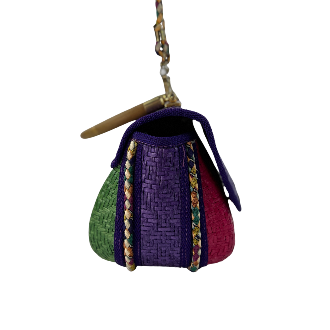 Italian Color Block Straw Bag