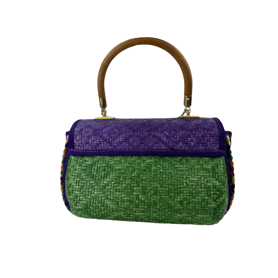 Italian Color Block Straw Bag