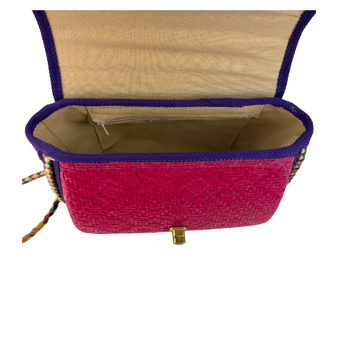 Italian Color Block Straw Bag