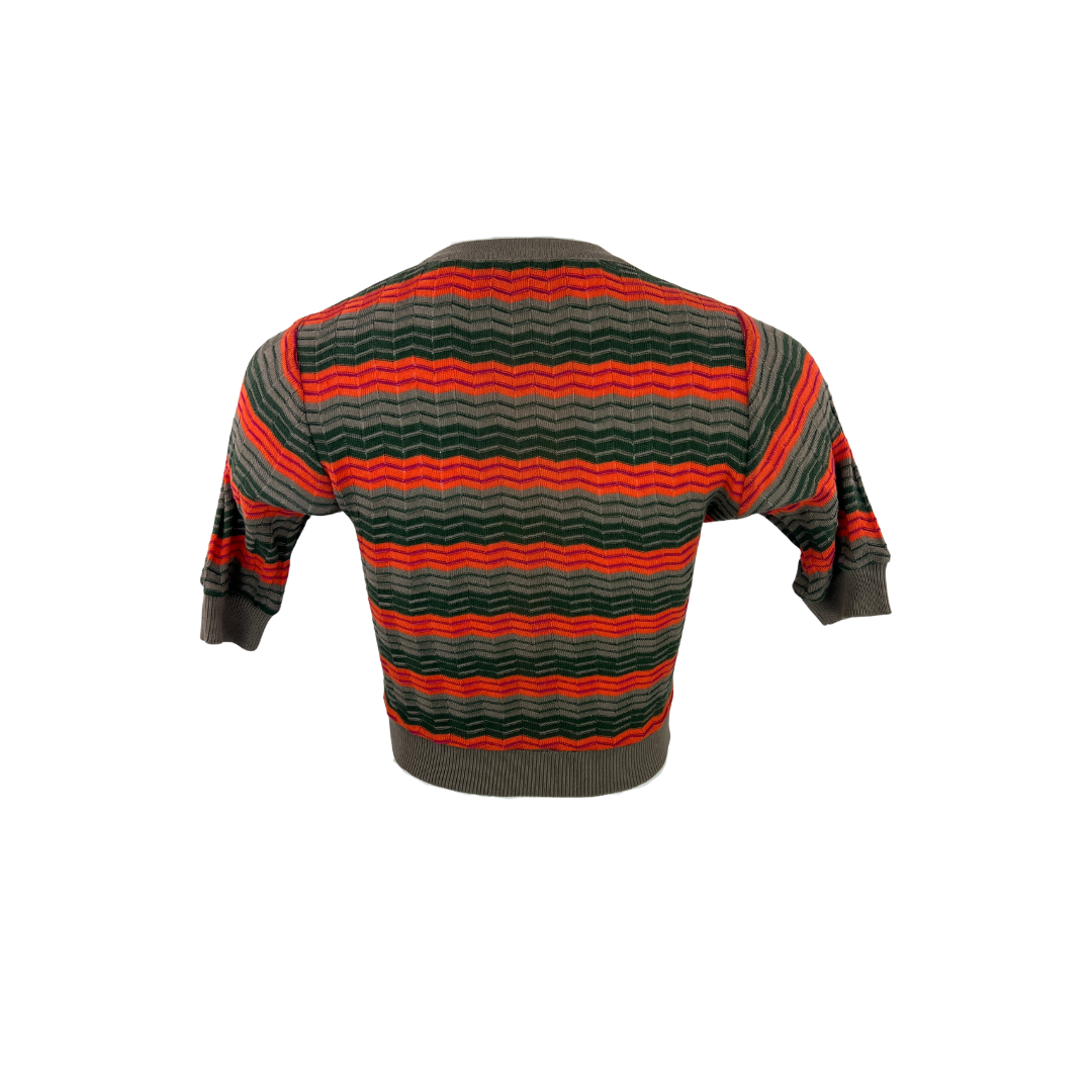 JJXX Cropped Green and Orange Wavy Stripe T