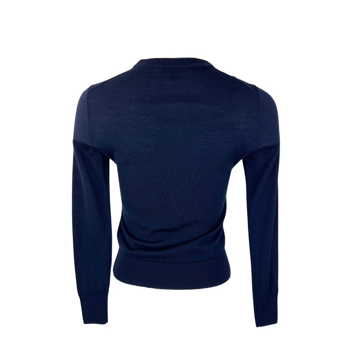 J. Crew Navy Cardigan with Black Sequin Flowers