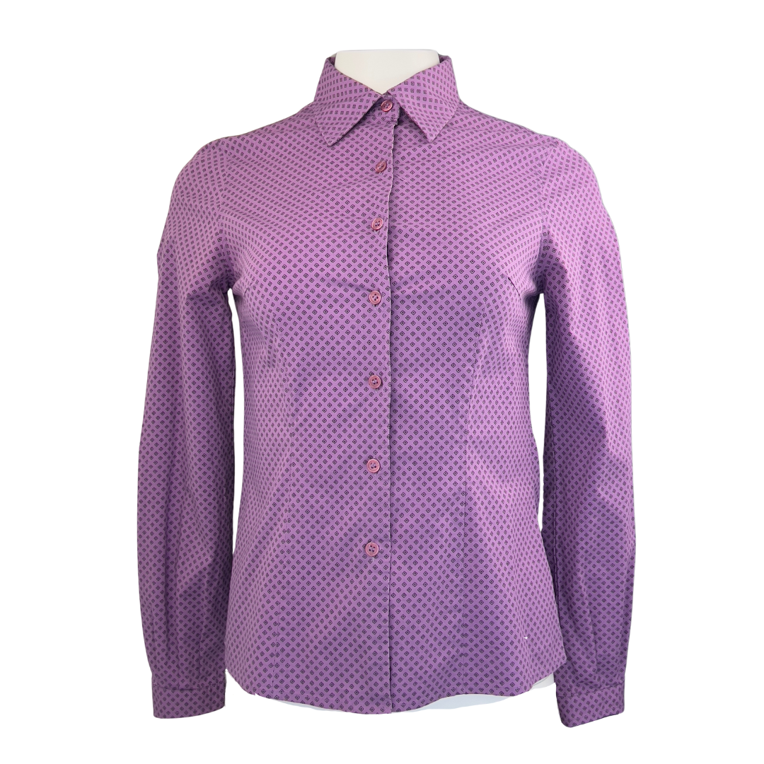 Jacob Fitted Dress Shirt in Purple with Black Diamond Repeater Print