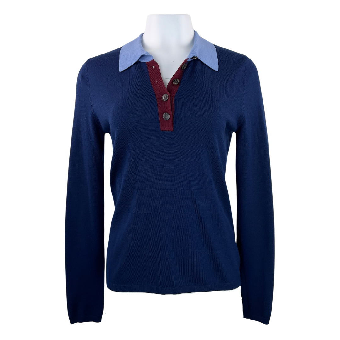 Jason Wu Color Block Blue Long Sleeve Polo
