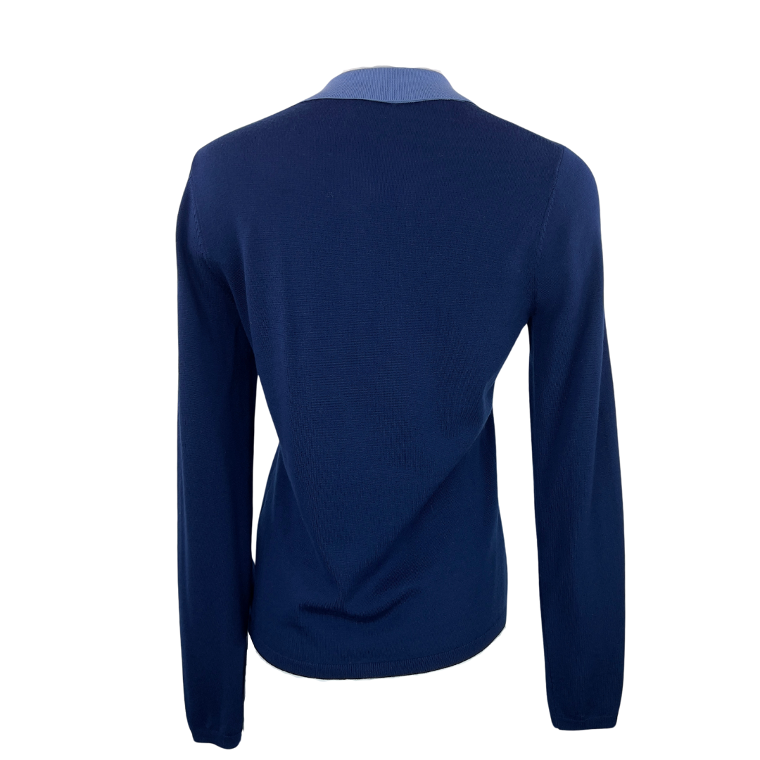 Jason Wu Color Block Blue Long Sleeve Polo