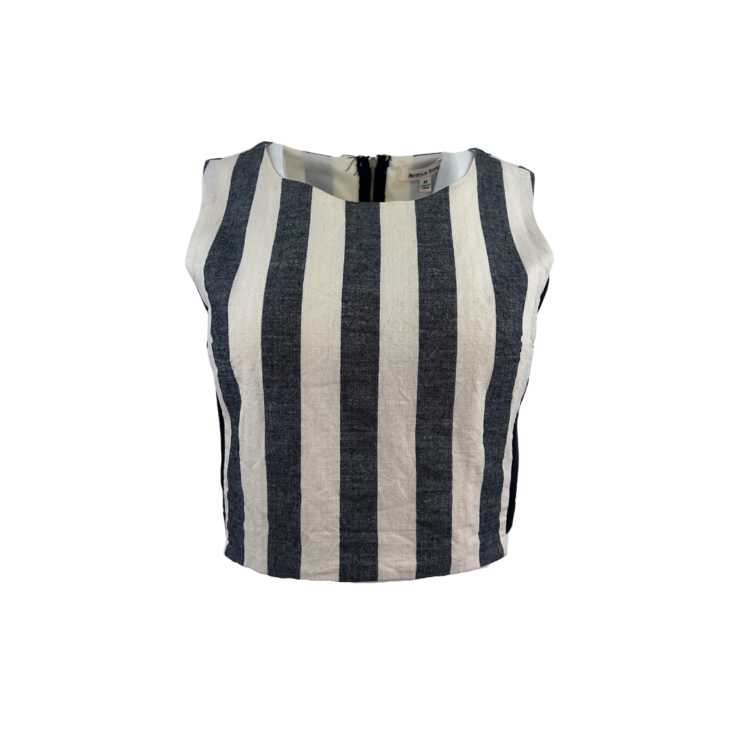Jealous Tomatoe Beige and Black Stripe Crop Top