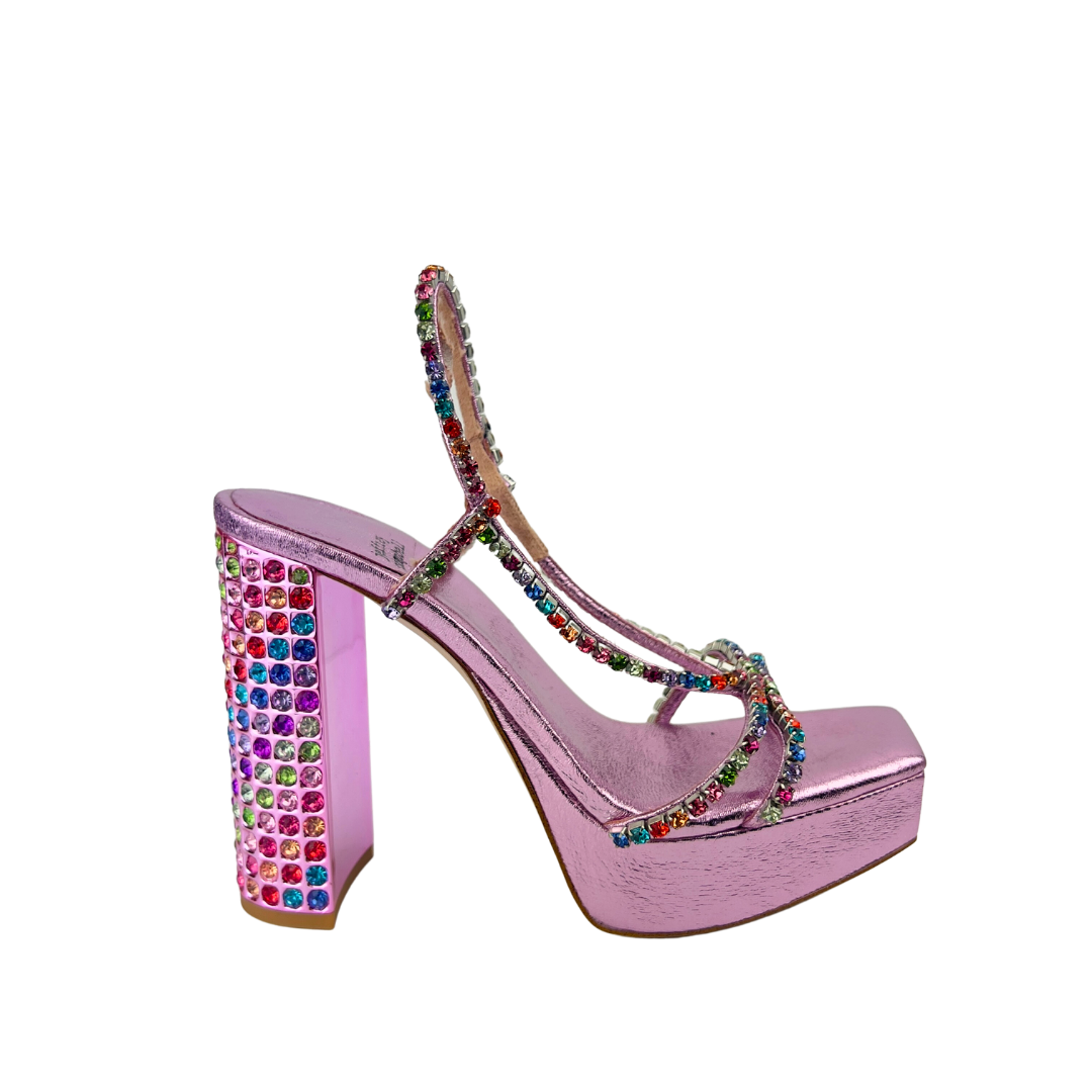Jeffrey Campbell Metalic Platform Sandals with Crystals