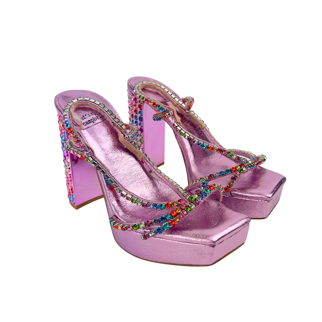 Jeffrey Campbell Metalic Platform Sandals with Crystals