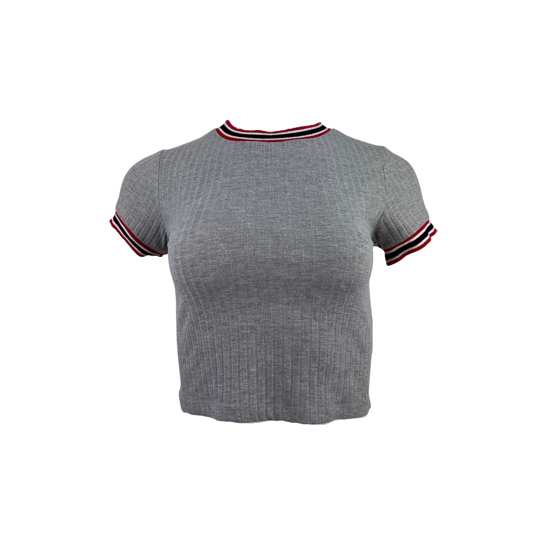 Kendall and Kylie Grey Ribbed Crop T
