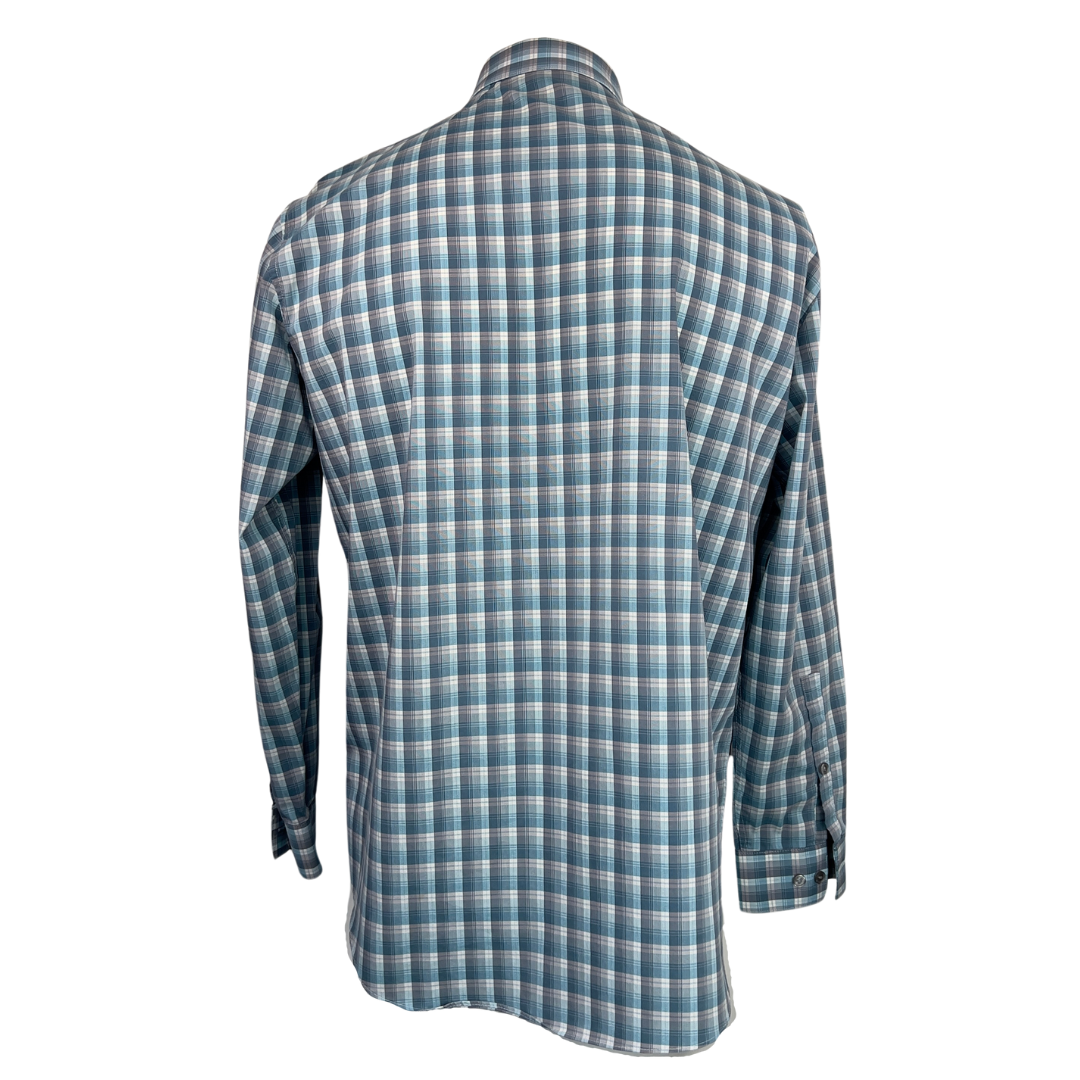 Kenneth Cole Slim Fit Blue and Grey Plaid Dress Shirt 16.5