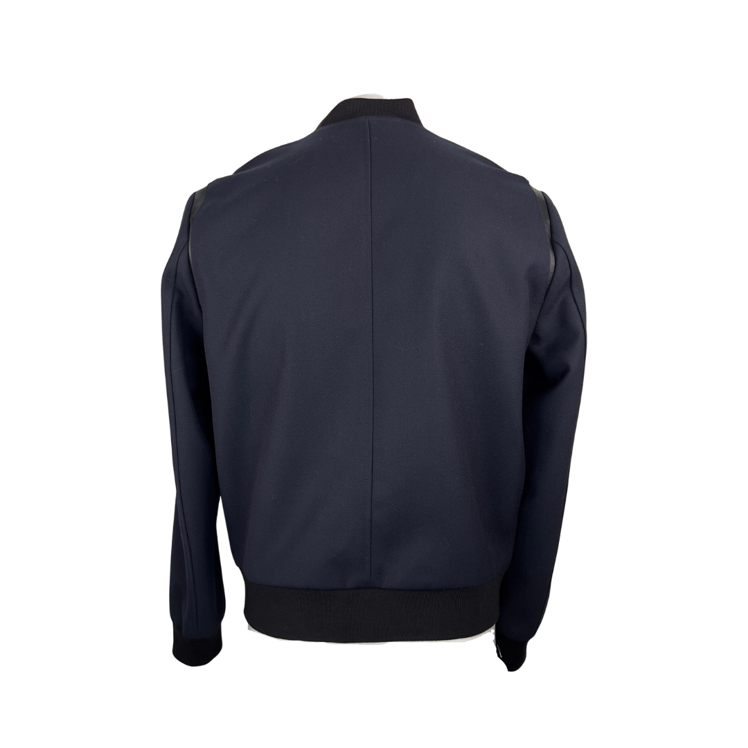 Kooples Navy Bomber Jacket with Leather Detailing