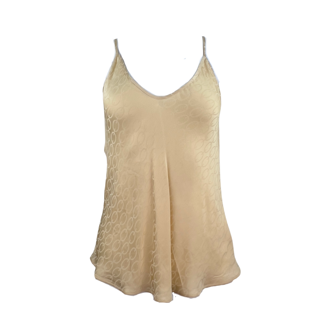 L'Agence Cream Satin Camisole with Chain Print