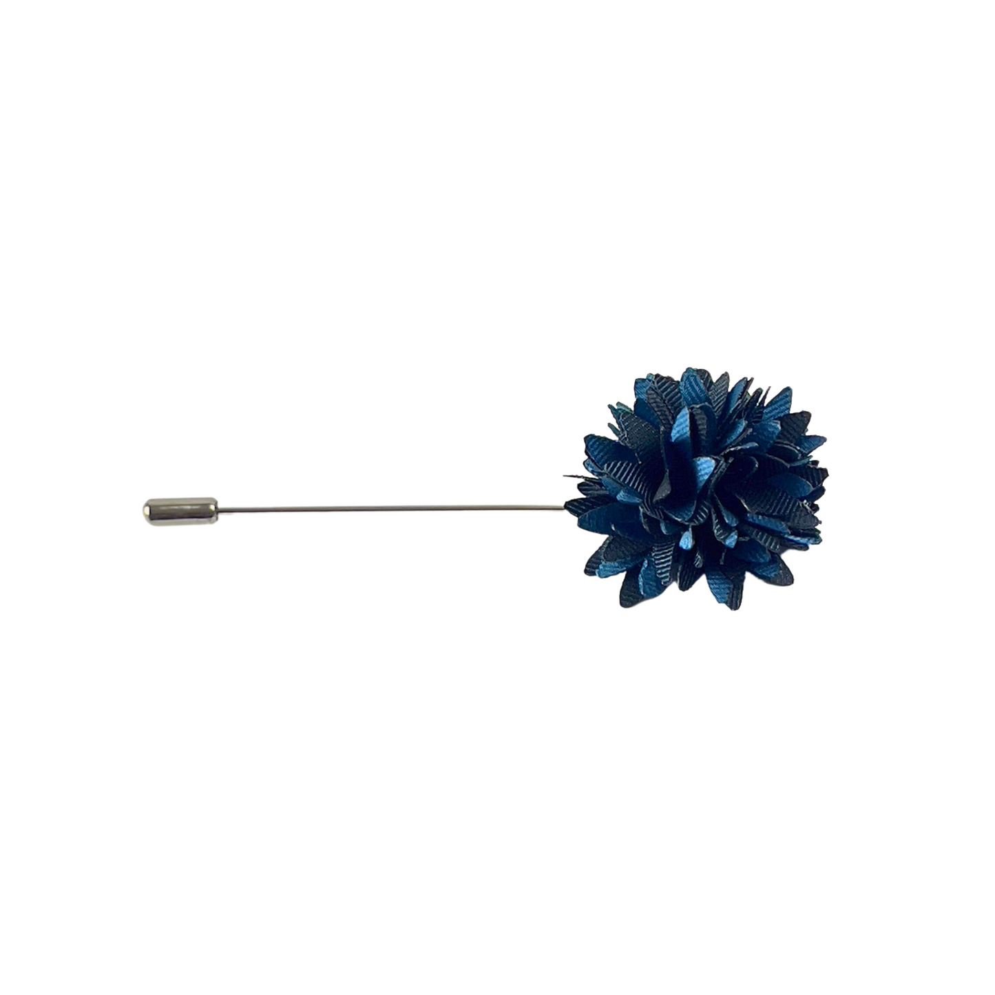 Blue Fabric Flower and Silver Lapel Pin