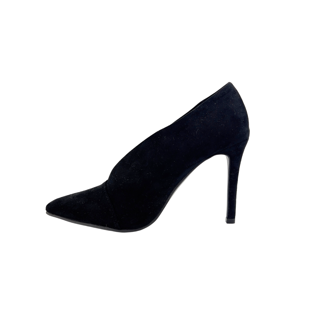 Le Chateau Black Suede Stilletto with Slit at Front