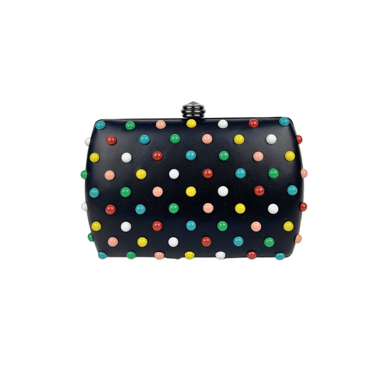 Leather Clutch with Colorful Dots