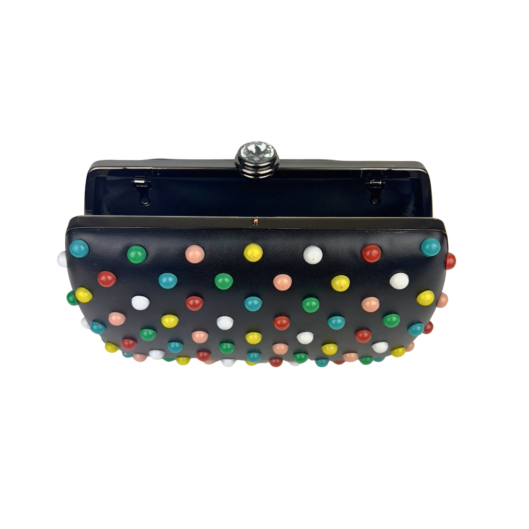 Leather Clutch with Colorful Dots